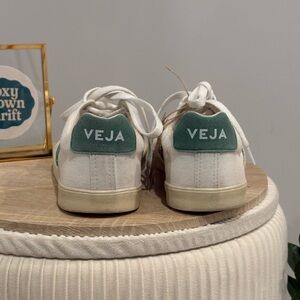 Veja White Sneakers with Green Details